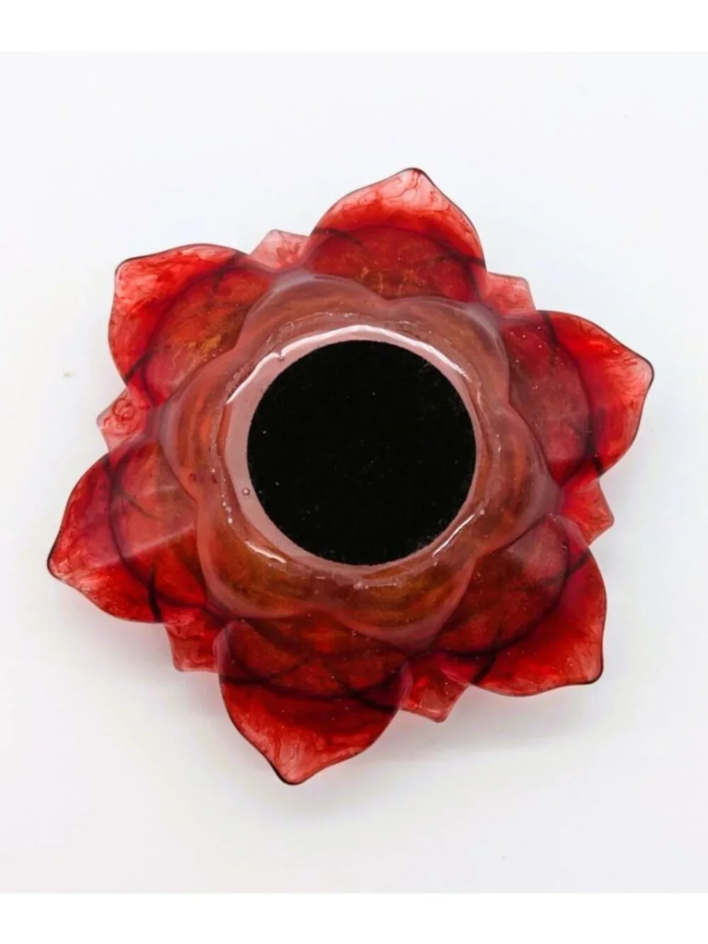 Red Lotus-Shaped Resin Tea Light Candle Holder Handmade Home Decor Centerpiece